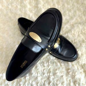 Michael Kors Black Loafers with Gold Accents